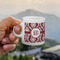 Maroon & White Espresso Cup - 3oz LIFESTYLE (new hand)