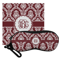 Maroon & White Eyeglass Case & Cloth (Personalized)