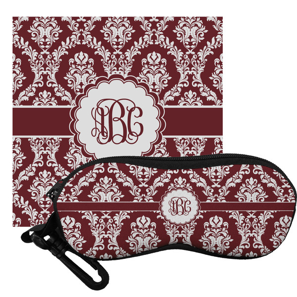 Custom Maroon & White Eyeglass Case & Cloth (Personalized)