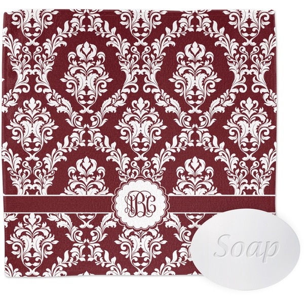 Maroon & White Wash Cloth with soap