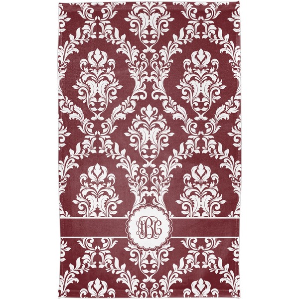 Maroon & White Finger Tip Towel - Full View