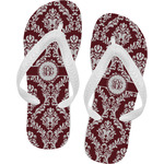 Maroon & White Flip Flops - Large (Personalized)