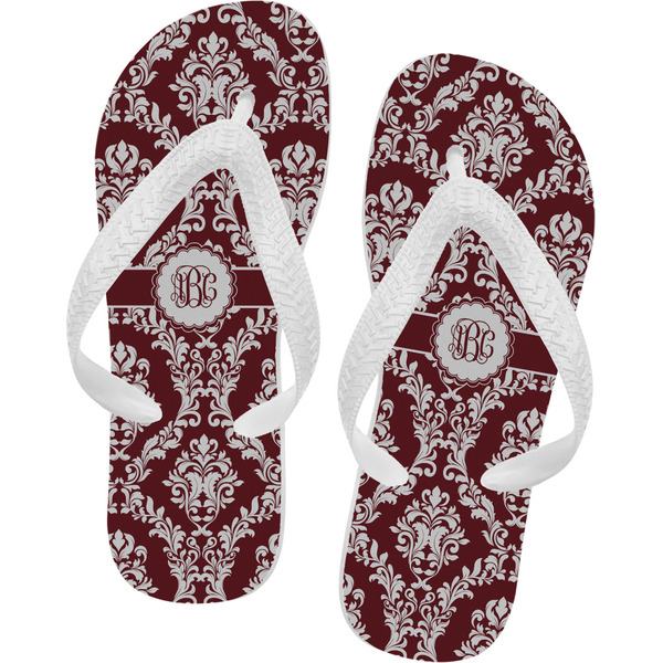Custom Maroon & White Flip Flops - Large (Personalized)