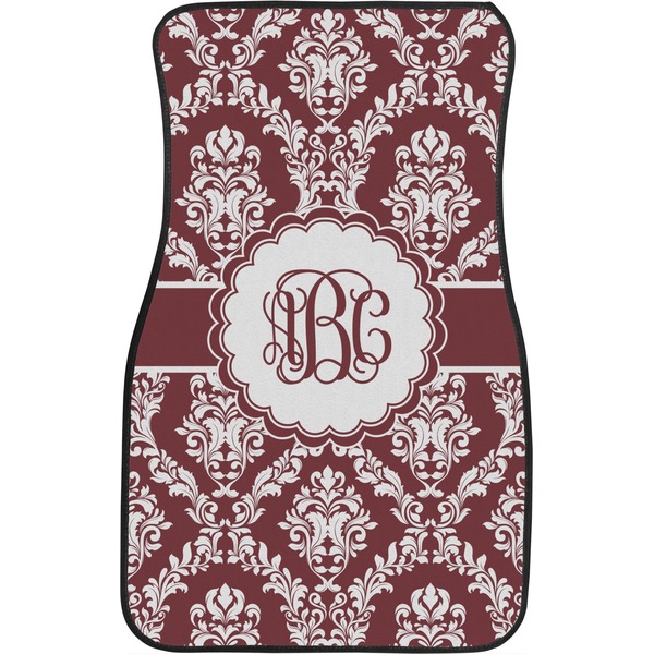 Maroon & White Front Seat Car Mat