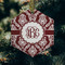 Maroon & White Frosted Glass Ornament - Hexagon (Lifestyle)