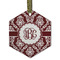 Maroon & White Frosted Glass Ornament - Hexagon