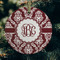 Maroon & White Frosted Glass Ornament - Round (Lifestyle)