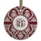Maroon & White Frosted Glass Ornament - Round
