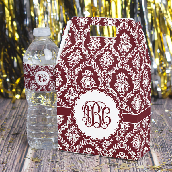 Maroon & White Gable Favor Box - In Context