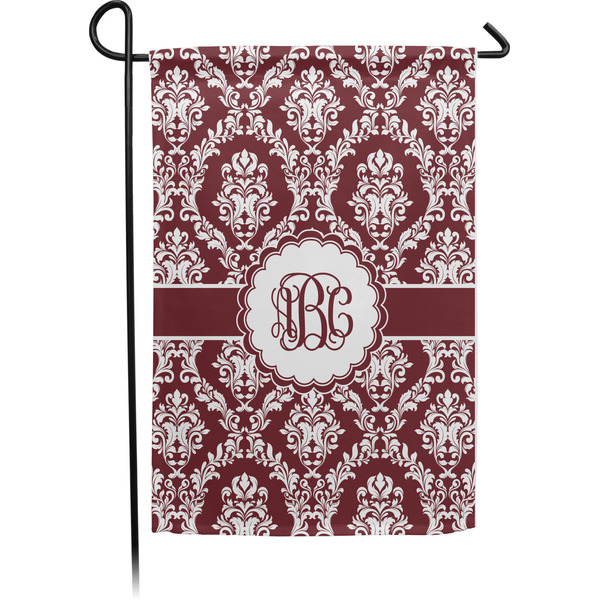 Custom Maroon & White Small Garden Flag - Single Sided w/ Monograms
