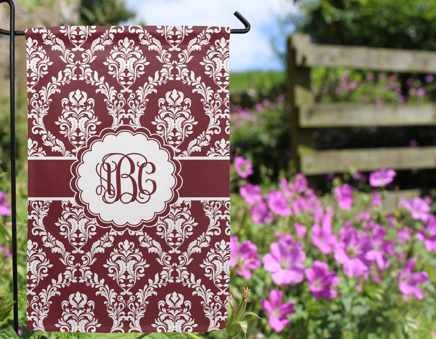 Custom Maroon & White Garden Flag (Personalized) YouCustomizeIt