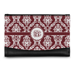 Maroon & White Genuine Leather Women's Wallet - Small (Personalized)