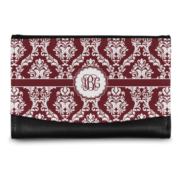 Custom Maroon & White Genuine Leather Women's Wallet - Small (Personalized)