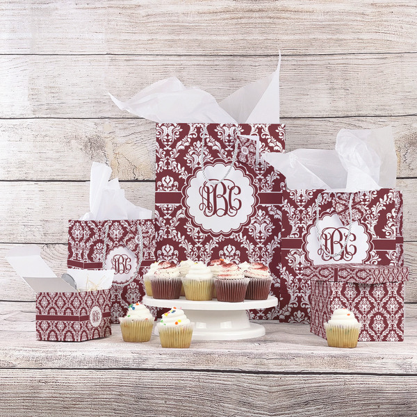 Maroon & White Gift Bags - In Context