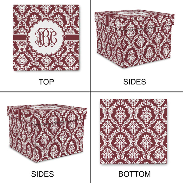 Maroon & White Gift Boxes with Lid - Canvas Wrapped - Large - Approval