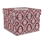 Maroon & White Gift Box with Lid - Canvas Wrapped - Large (Personalized)