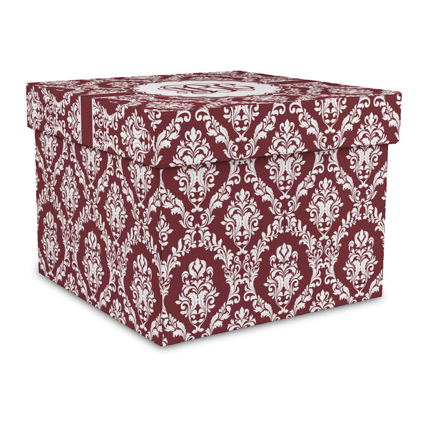 Custom Maroon & White Gift Box with Lid - Canvas Wrapped - Large (Personalized)