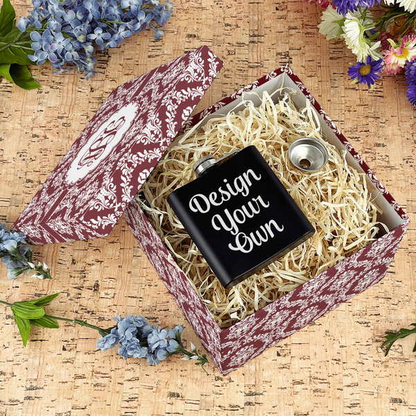 Maroon & White Gift Boxes with Lid - Canvas Wrapped - Large - In Context