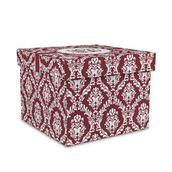 Maroon & White Gift Box with Lid - Canvas Wrapped - Medium (Personalized)