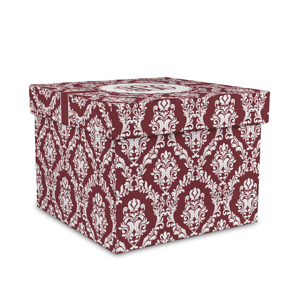 Custom Maroon & White Gift Box with Lid - Canvas Wrapped - Medium (Personalized)