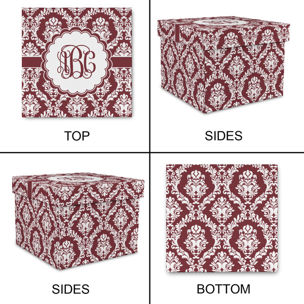 Maroon & White Gift Boxes with Lid - Canvas Wrapped - Small - Approval