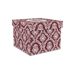 Maroon & White Gift Box with Lid - Canvas Wrapped - Small (Personalized)