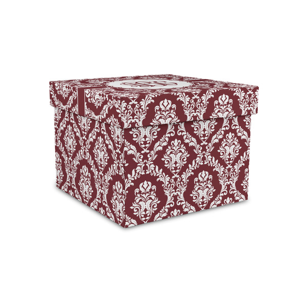 Custom Maroon & White Gift Box with Lid - Canvas Wrapped - Small (Personalized)