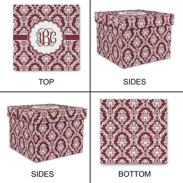Maroon & White Gift Boxes with Lid - Canvas Wrapped - X-Large - Approval