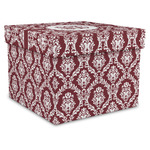 Maroon & White Gift Box with Lid - Canvas Wrapped - X-Large (Personalized)