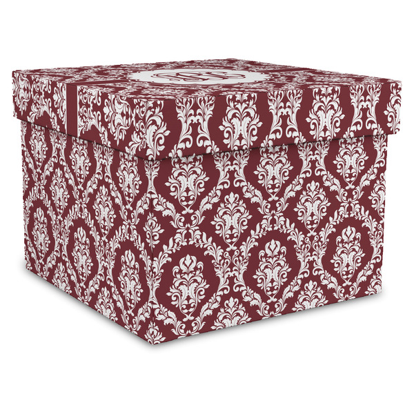 Custom Maroon & White Gift Box with Lid - Canvas Wrapped - X-Large (Personalized)