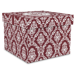 Maroon & White Gift Box with Lid - Canvas Wrapped - XX-Large (Personalized)