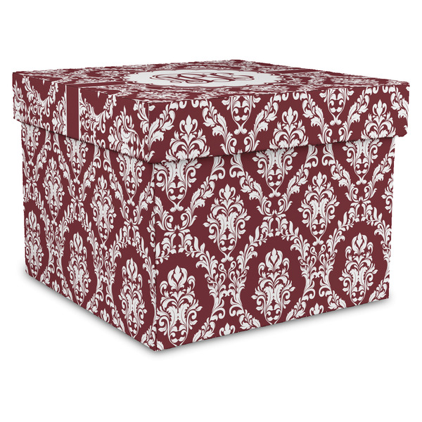 Custom Maroon & White Gift Box with Lid - Canvas Wrapped - XX-Large (Personalized)