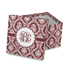 Maroon & White Gift Box with Lid - Canvas Wrapped (Personalized)