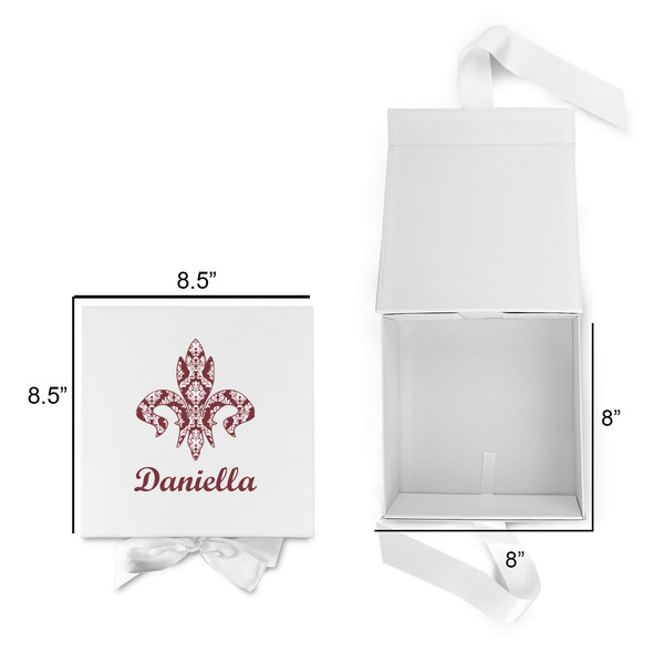 Maroon & White Gift Boxes with Magnetic Lid - White - Open & Closed