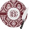 Maroon & White Round Glass Cutting Board - Medium (Personalized)
