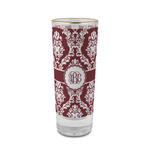 Maroon & White 2 oz Shot Glass -  Glass with Gold Rim - Single (Personalized)