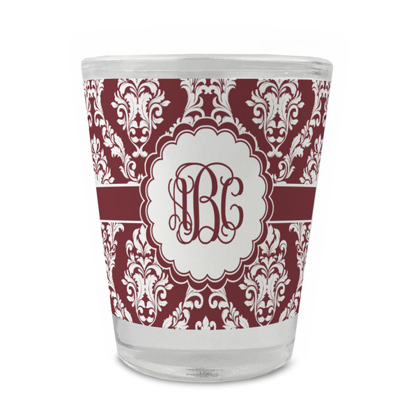 Custom Maroon & White Glass Shot Glass - 1.5 oz - Set of 4 (Personalized)