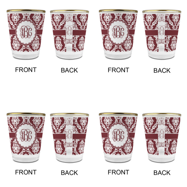 Maroon & White Glass Shot Glass - with gold rim - Set of 4 - APPROVAL
