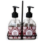 Maroon & White Glass Soap & Lotion Bottle Set (Personalized)