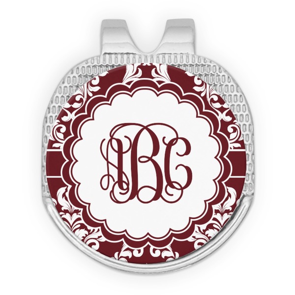 Maroon & White Golf Ball Hat Marker Hat Clip