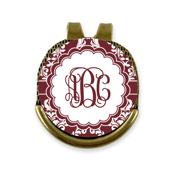 Custom Maroon & White Golf Ball Marker - Hat Clip - Gold