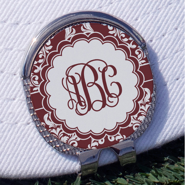 Custom Maroon & White Golf Ball Marker - Hat Clip