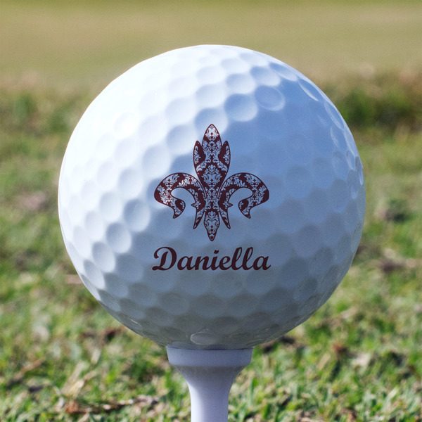 Maroon & White Golf Ball - Non-Branded - Tee