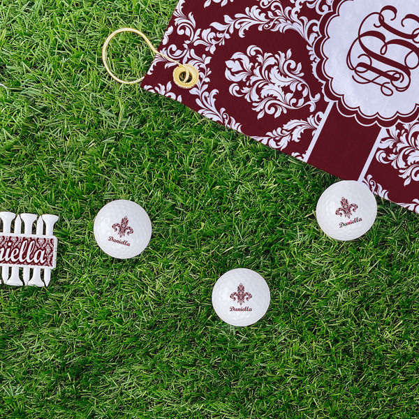 Maroon & White Golf Balls - Generic - Set of 3 - LIFESTYLE