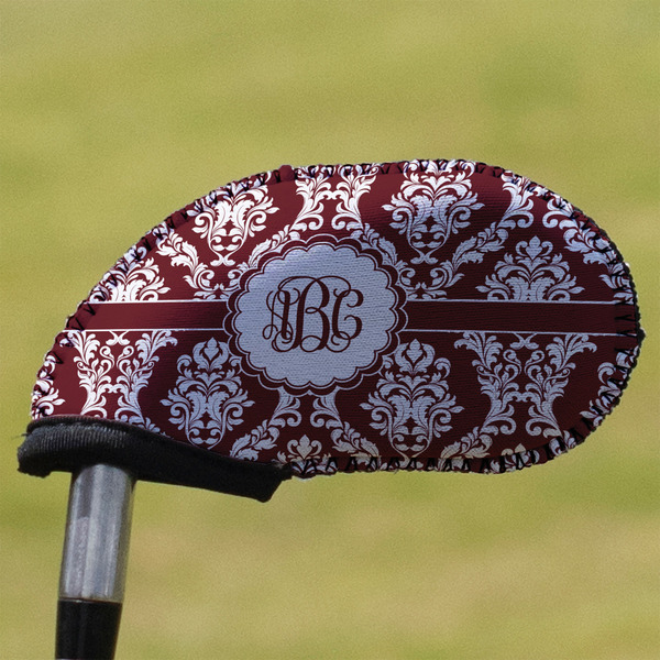 Custom Maroon & White Golf Club Iron Cover (Personalized)