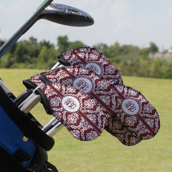 Custom Maroon & White Golf Club Iron Cover - Set of 9 (Personalized)