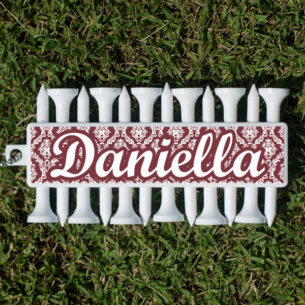 Custom Maroon & White Golf Tees & Ball Markers Set (Personalized)
