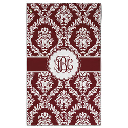 Maroon & White Golf Towel - Poly-Cotton Blend w/ Monograms