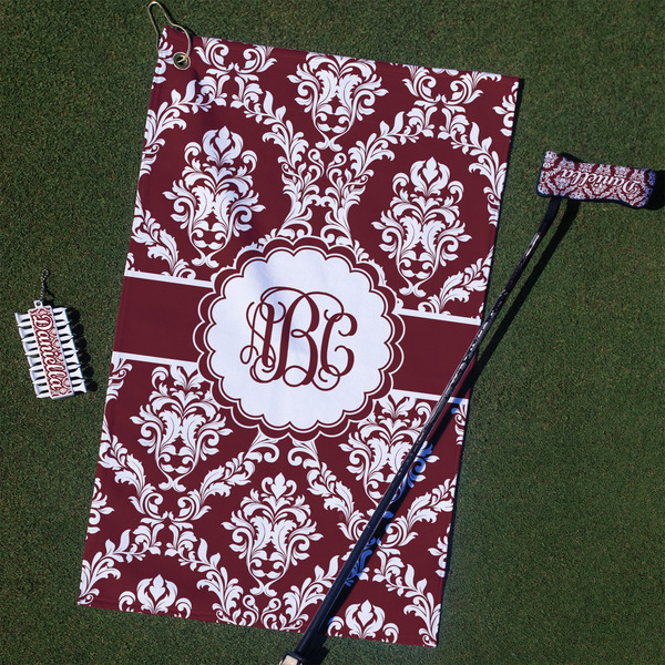 Custom Maroon & White Golf Towel Gift Set (Personalized)