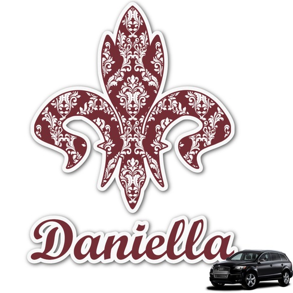 Custom Maroon & White Graphic Car Decal (Personalized)